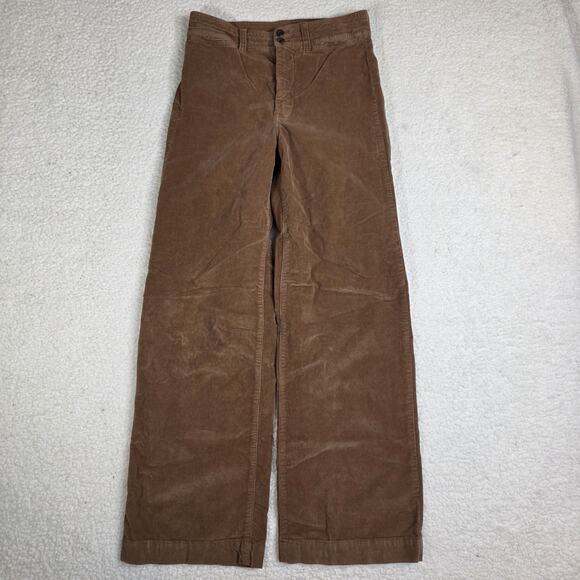 Faherty Pants - Faherty Pants Women's 28 Brown Corduroy Wide Leg High Rise